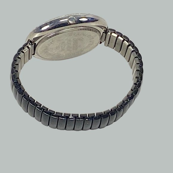 Geneva Platinum Womens Stretch Black Band Round Rhinestone Face Colorful Numbers - Picture 4 of 8